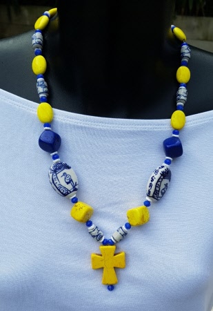 one off jewellery - blue yellow white