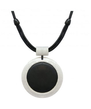 black and white disc necklace